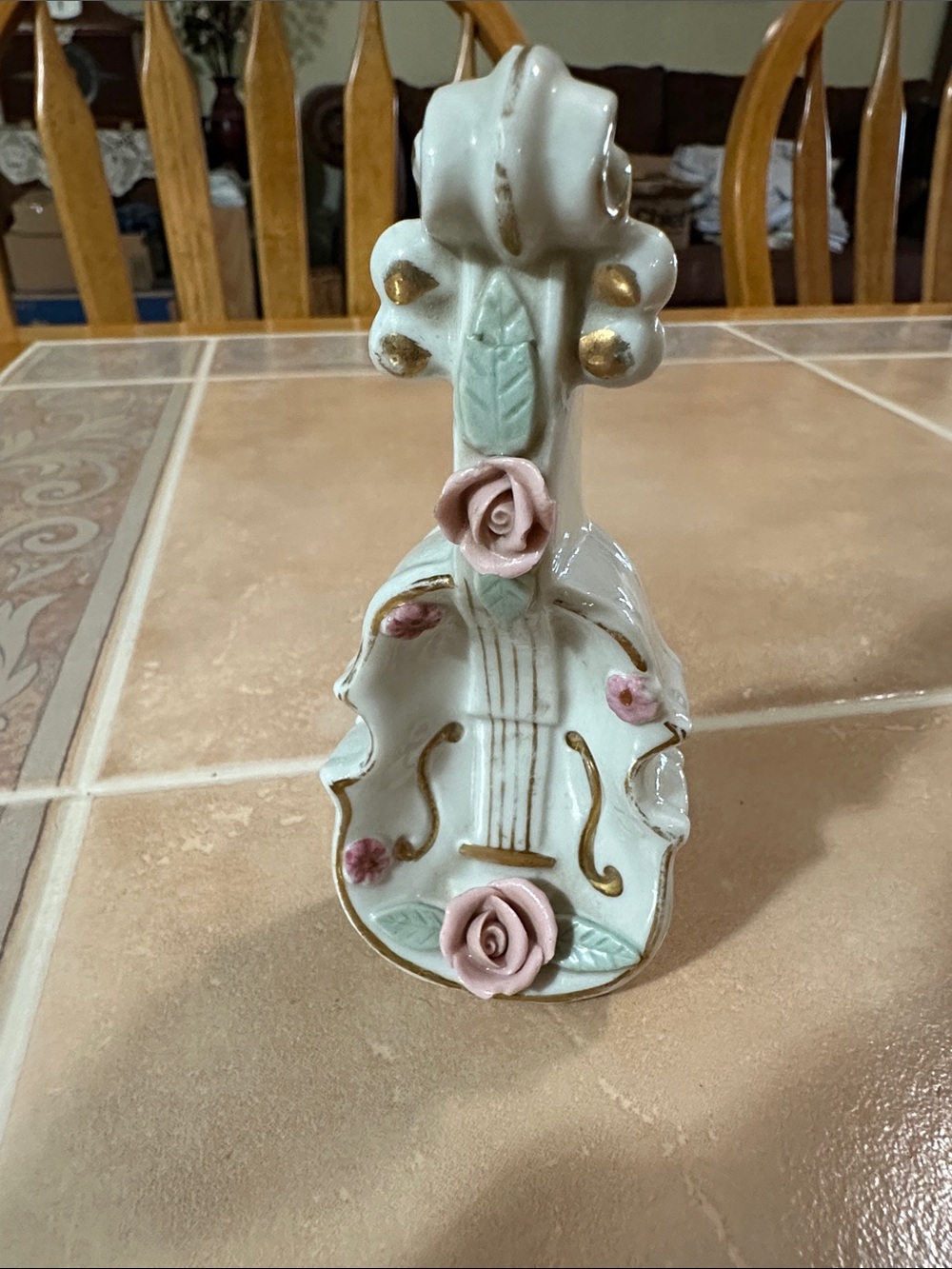 VTG mid-century porcelain violin trinket dish